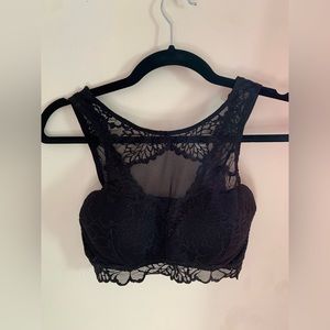 PINK black lace bralette